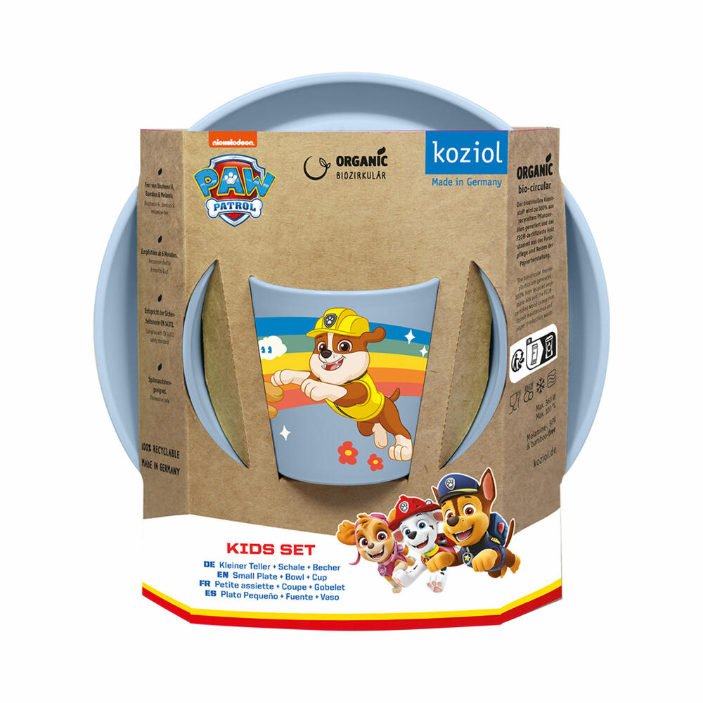 Koziol Geschirr-Set Connect Grow Paw Patrol 3-tlg., Teller, Schale, Becher, Kunststoff, Organic Sky Blue, 8311736