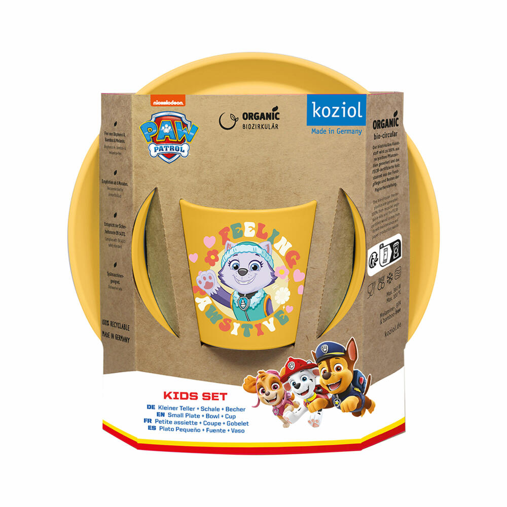 Koziol Geschirr-Set Connect Grow Paw Patrol 3-tlg., Teller, Schale, Becher, Kunststoff, Organic Yellow, 8312737