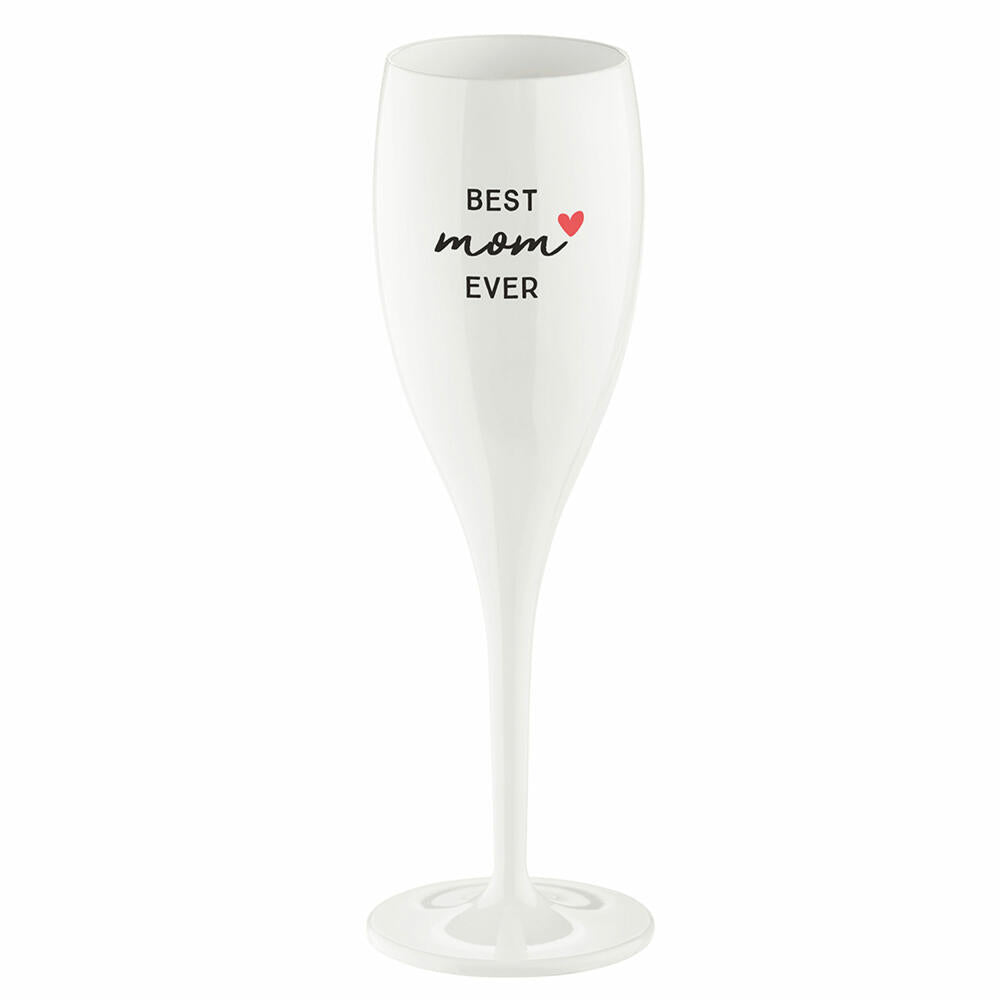 Koziol Sektglas Cheers No. 1 Best Mom Ever, Kunststoff, Cotton White, 100 ml, 3446525