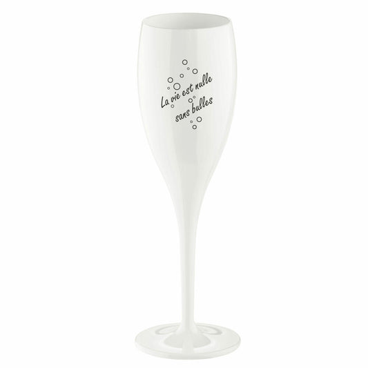 Koziol Sektglas Cheers No. 1 La Vie Est Nulle Sans Bulle, Kunststoff, Cotton White, 100 ml, 4052525