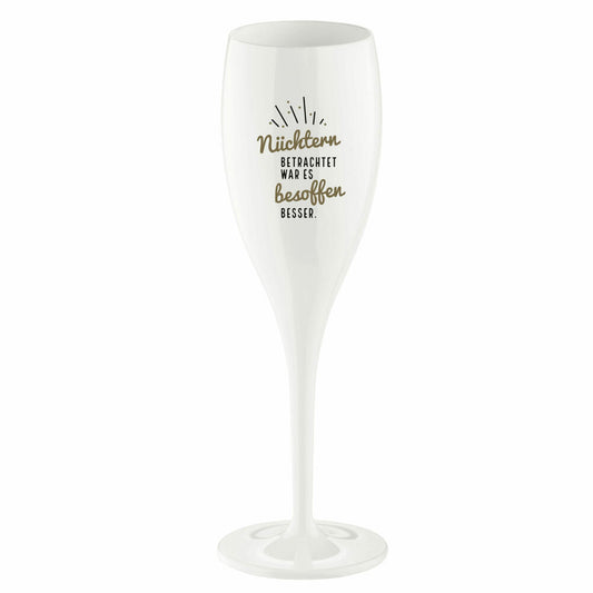 Koziol Superglas Cheers No. 1 Nüchtern Betrachtet, Sektglas, Champagnerglas, Kunststoff, Cotton White, 100 ml, 4044525