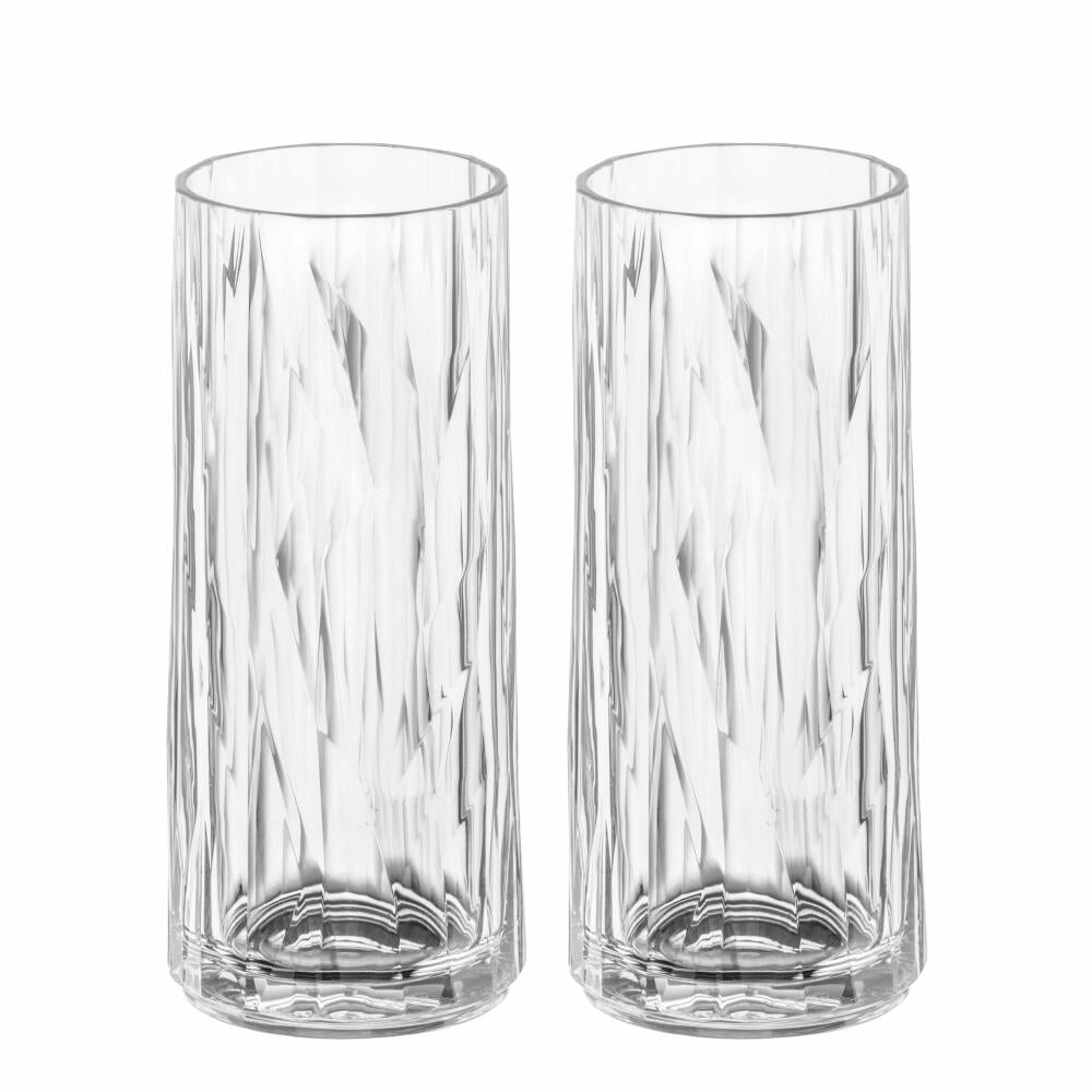 Koziol Superglas 2er-Set Club No. 3, Longdrinkglas, Becher, Kunststoff, Crystal Clear, 250 ml, 4403535