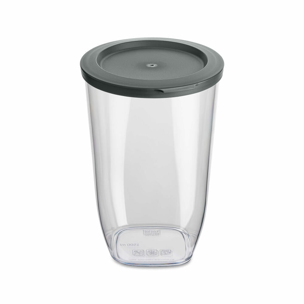 Koziol Vorratsdose Connect Dry Storage M, luftdichter Vorratsbehälter, Kunststoff, Nature Ash Grey, 1.5 L, 4062701