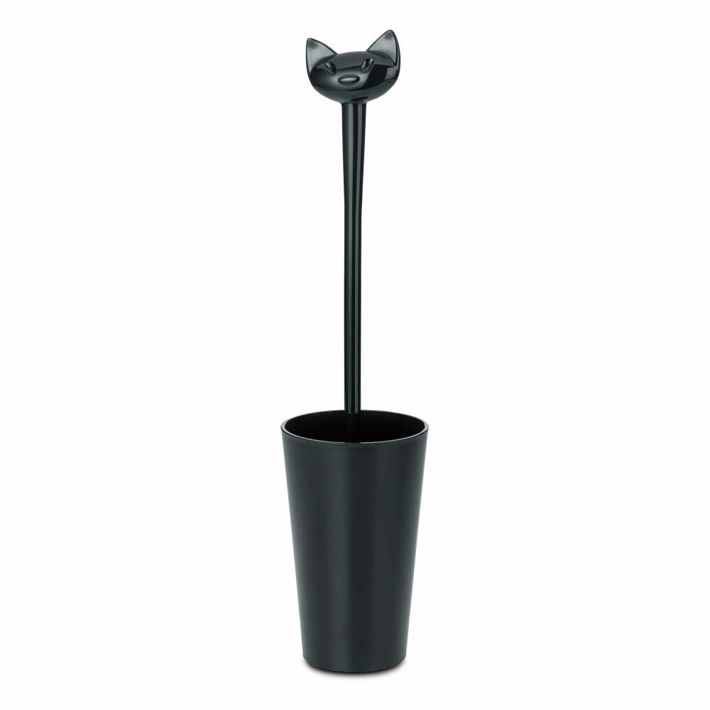 Koziol Miaou Toilettenbürste, WC Bürste, Klobürste, Kunststoff, Schwarz, H 40 cm, 5017526