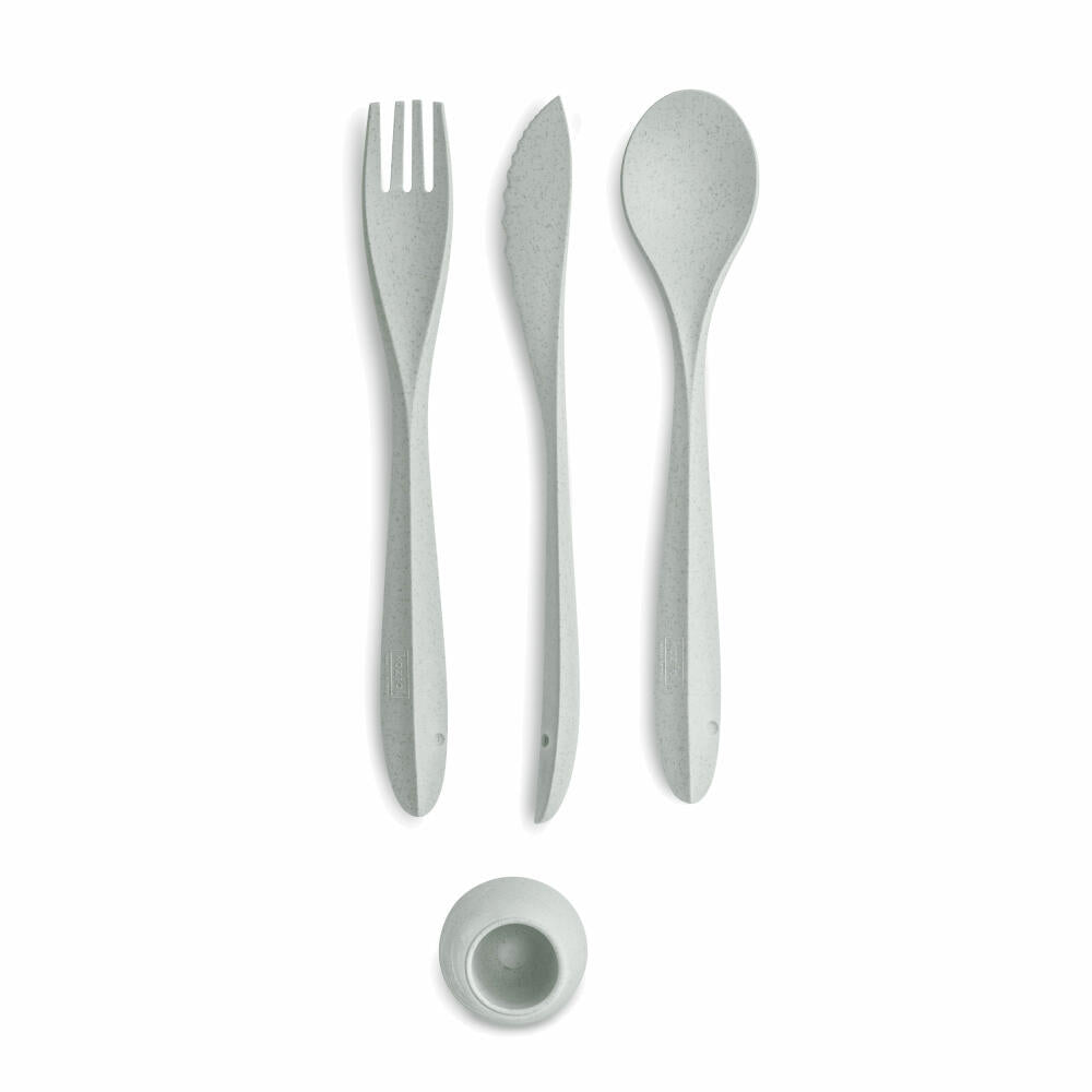 Koziol Besteck-Set 4-teilig Tulip, Besteckset, To Go Besteck, Thermoplastischer Kunststoff, Organic Grey, 4037670