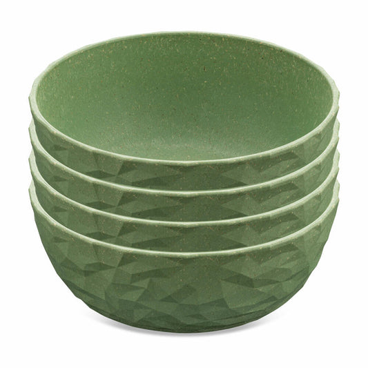 Koziol Schale 4er-Set Club Bowl, Schüsseln, Kunststoff-Holz-Mix, Nature Leaf Green, 700 ml, 5004703