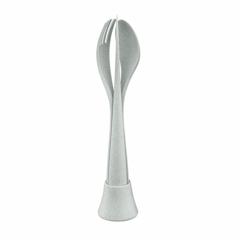 Koziol Besteck-Set 4-teilig Tulip, Besteckset, To Go Besteck, Thermoplastischer Kunststoff, Organic Grey, 4037670