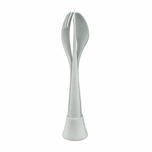 Koziol Besteck-Set 4-teilig Tulip, Besteckset, To Go Besteck, Thermoplastischer Kunststoff, Organic Grey, 4037670