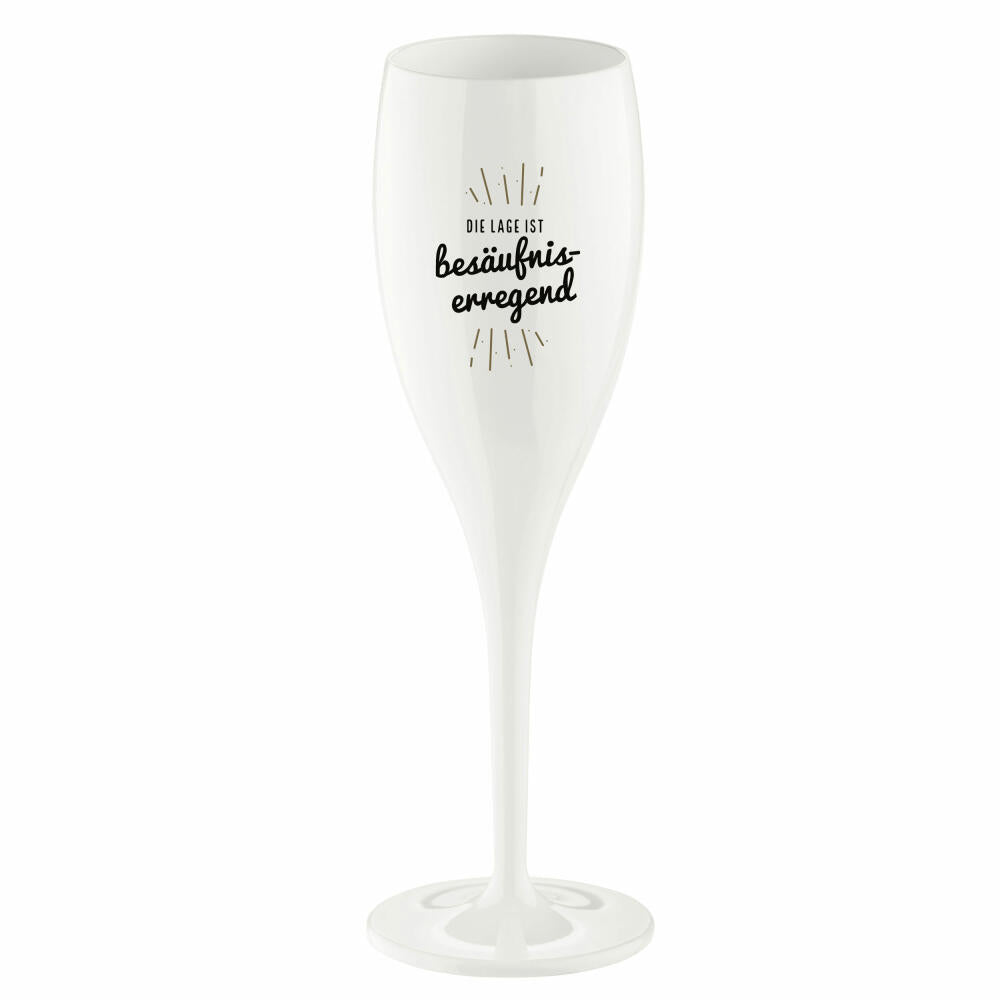 Koziol Superglas Cheers No. 1 Die Lage Ist Besäufniserregend, Sektglas, Champagnerglas, Kunststoff, Cotton White, 100 ml, 4045525