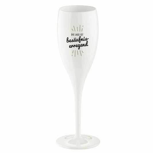 Koziol Superglas Cheers No. 1 Die Lage Ist Besäufniserregend, Sektglas, Champagnerglas, Kunststoff, Cotton White, 100 ml, 4045525