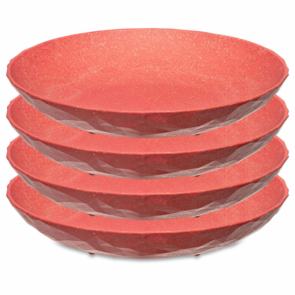 Koziol Deep Plate Set of 4 Club Plate, Soup Plates, Bowls, Plastic-Wood Mix, Nature Coral, 22 cm, 5006704