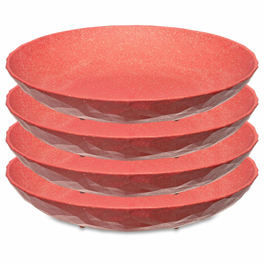 Koziol Deep Plate Set of 4 Club Plate, Soup Plates, Bowls, Plastic-Wood Mix, Nature Coral, 22 cm, 5006704