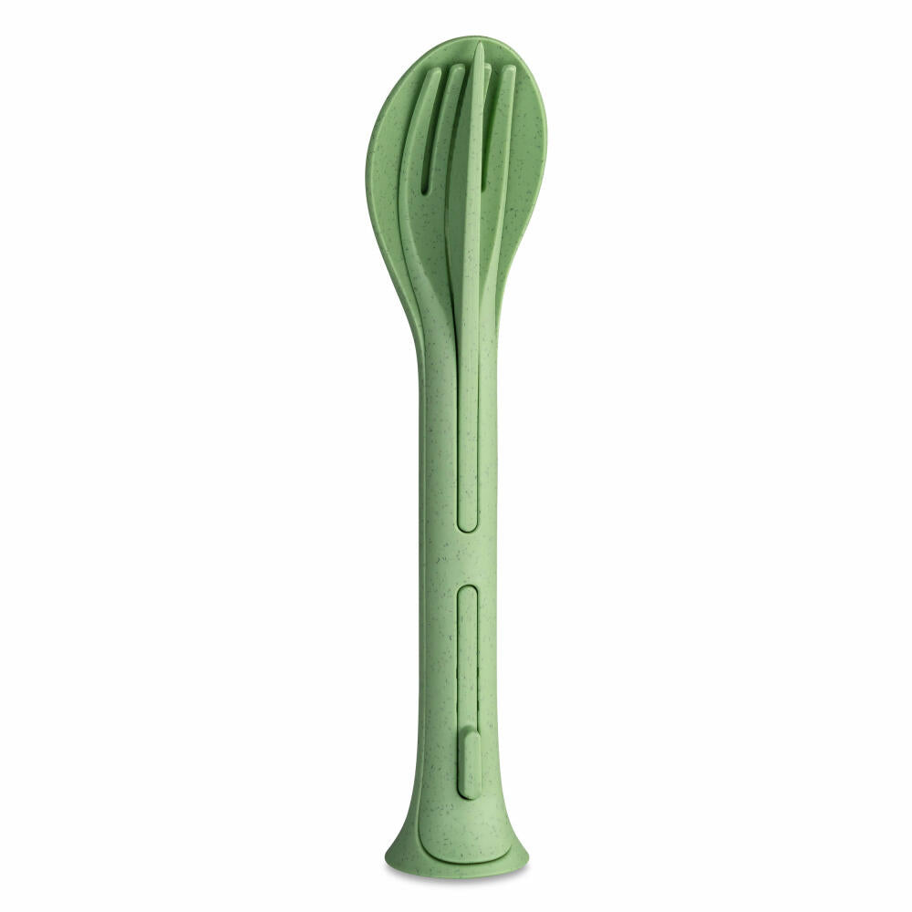 Koziol Besteck-Set 3-tlg. Klikk Pocket, To-Go-Besteck, Kunststoff, Nature Leaf Green, 4036703