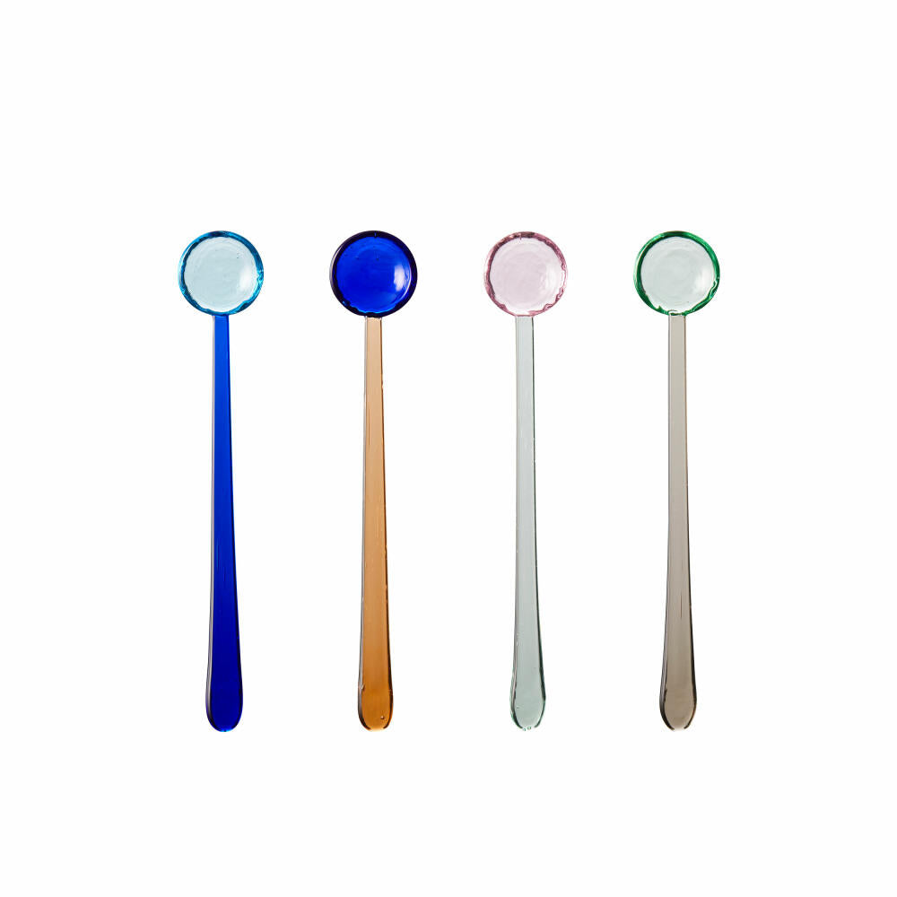 Lyngby Glas Glass Spoon Torino Set of 4, Coffee Spoon, Glass, Colorful, 18 cm, 28268