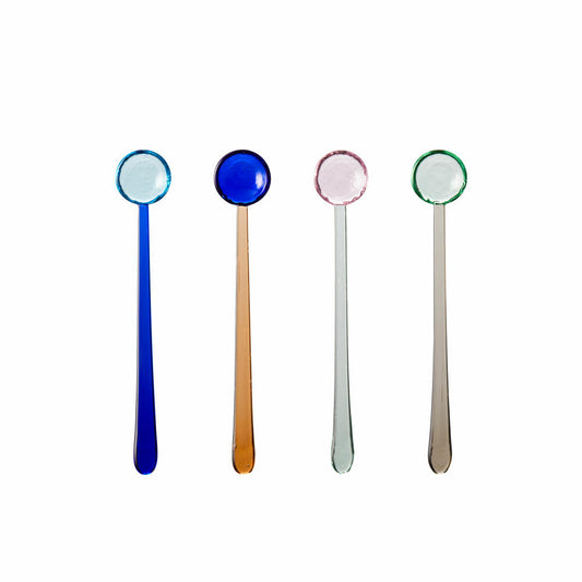 Lyngby Glas Glass Spoon Torino Set of 4, Coffee Spoon, Glass, Colorful, 18 cm, 28268