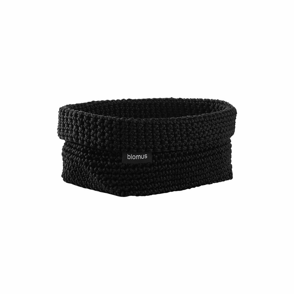 Blomus Häkelkorb Tela, Aufbewahrungskorb fürs Bad, Kunstfaser, Black, L, 66474