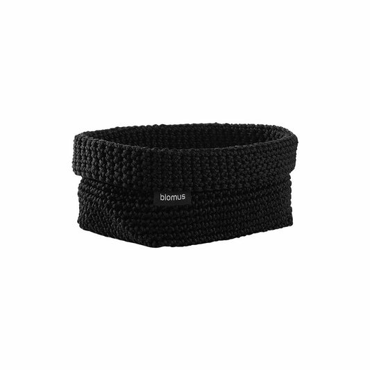Blomus Häkelkorb Tela, Aufbewahrungskorb fürs Bad, Kunstfaser, Black, L, 66474