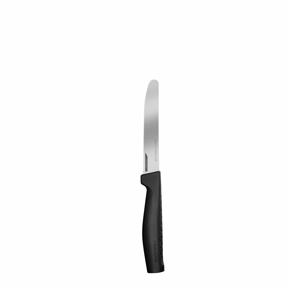 Fiskars Hard Edge Tomatenmesser, Gemüsemesser, Küchenmesser, Messer, 23 cm, Edelstahl, Kunststoff, Schwarz, 1054947