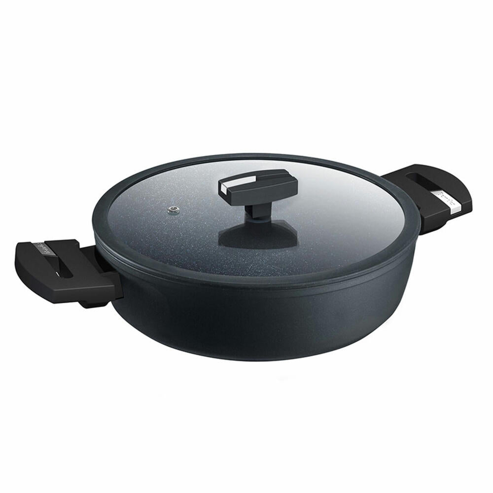 Berndes Balance Induction Enduro casserole dish with glass lid, casserole dish, serving pan, non-stick coating, aluminum, black, Ø 28 cm, 0019886106