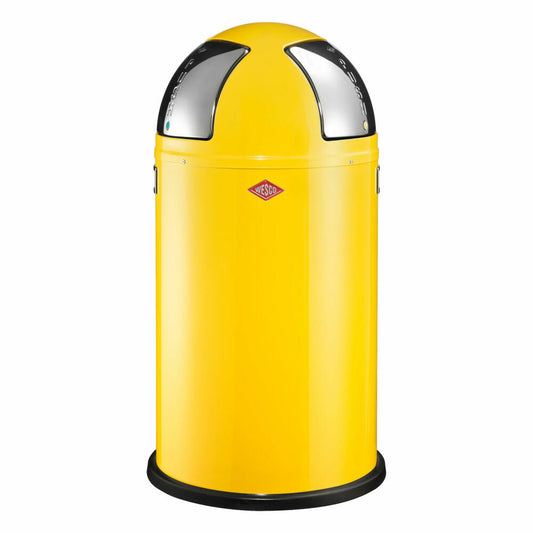 Wesco Doppel-Mülleimer Push Two, Duo Mülleimer, Doppelmülleimer, Abfalleimer, Stahlblech, Lemonyellow, 2 x 25 L, 175861-19