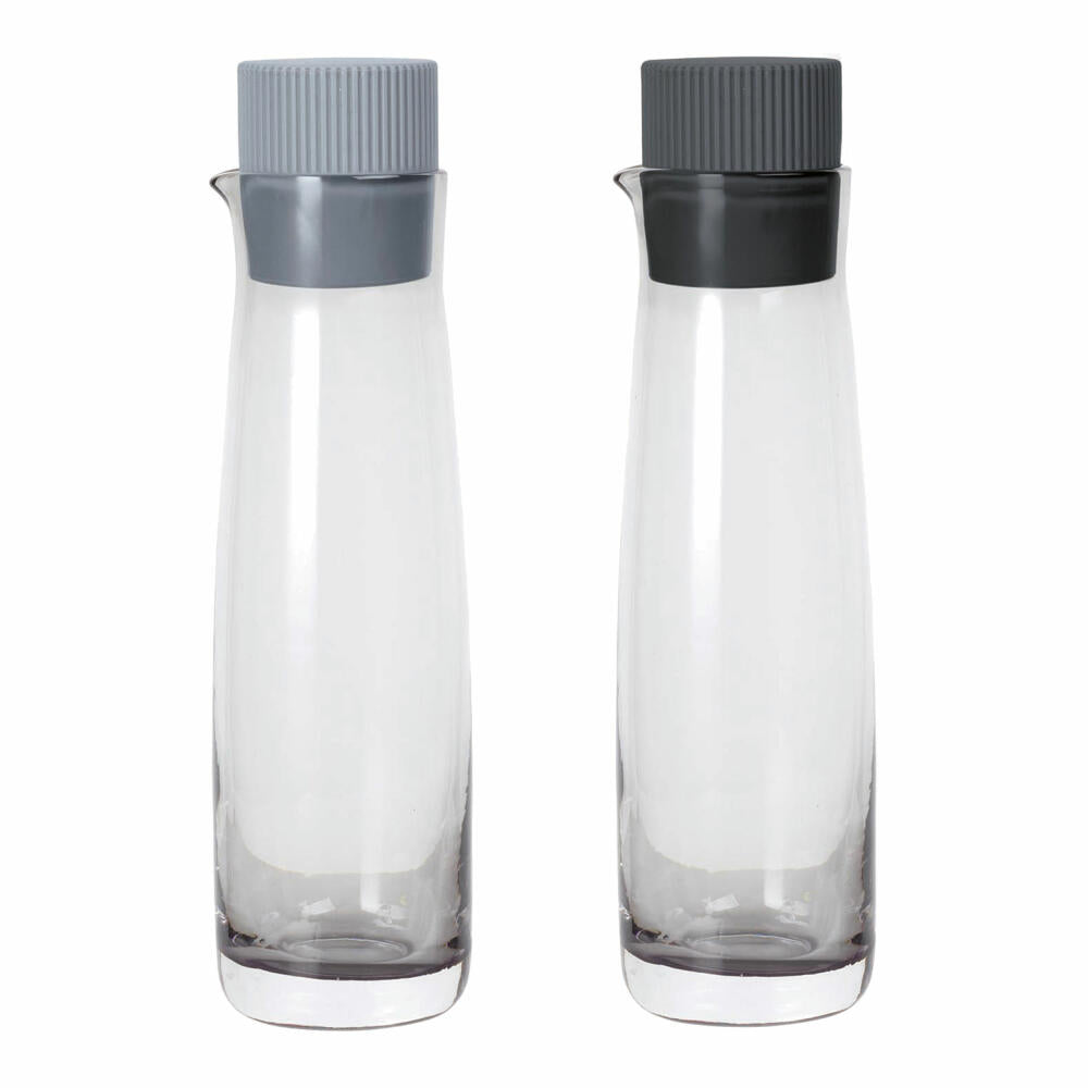 Blomus Essig und Öl Set OLVIGO, Essigspender, Ölspender, Glas farbig, Silikon, sharkskin + magnet, 150 ml, 64095