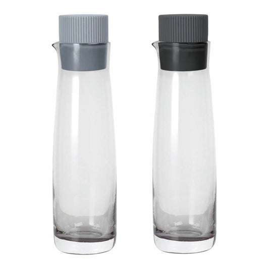 Blomus Essig und Öl Set OLVIGO, Essigspender, Ölspender, Glas farbig, Silikon, sharkskin + magnet, 150 ml, 64095