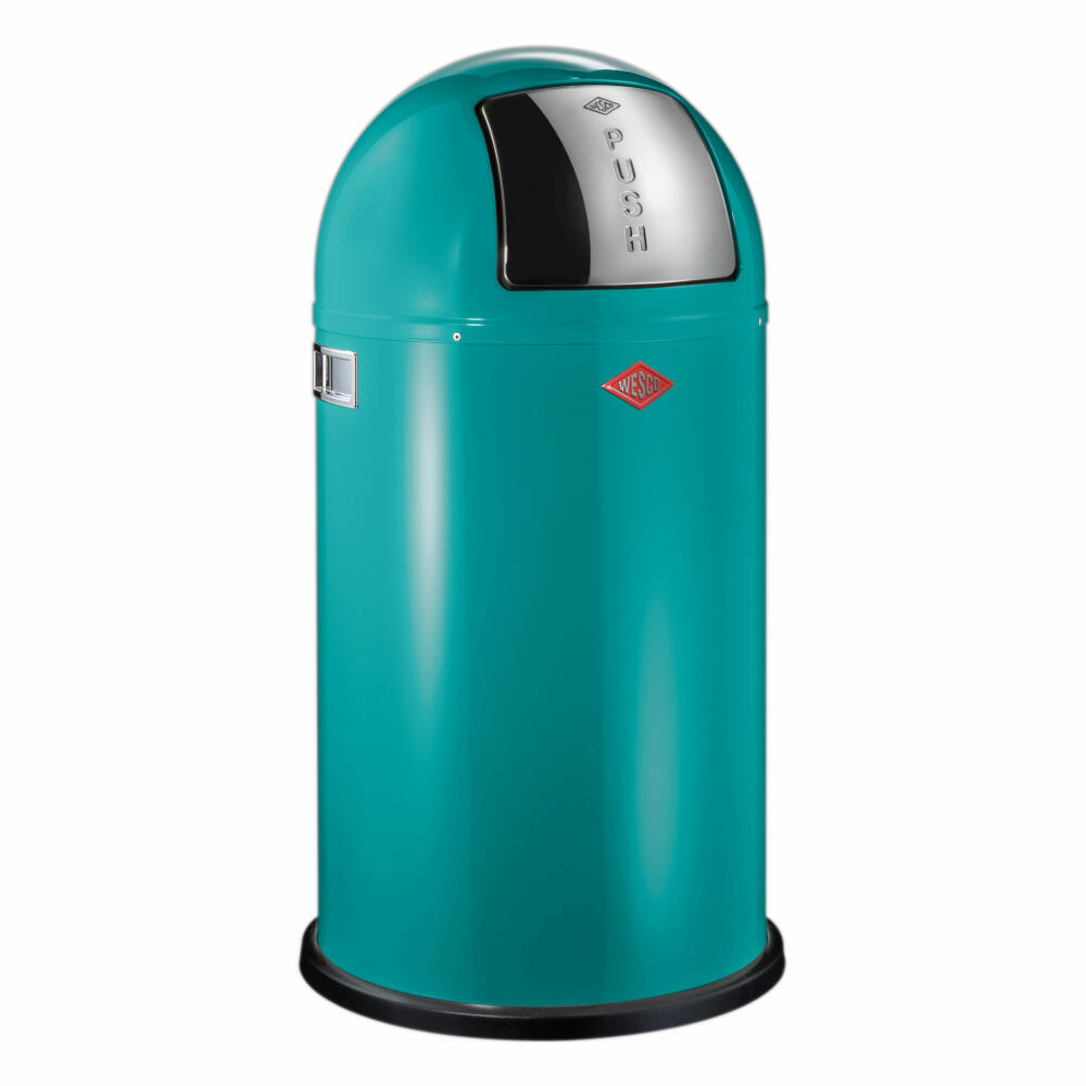 Wesco Pushboy trash can, push trash can, trash collector, sheet steel, turquoise, 50 L, 175831-54