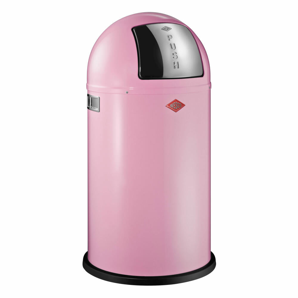 Wesco Pushboy trash can, push trash can, trash collector, sheet steel, pink, 50 L, 175831-26