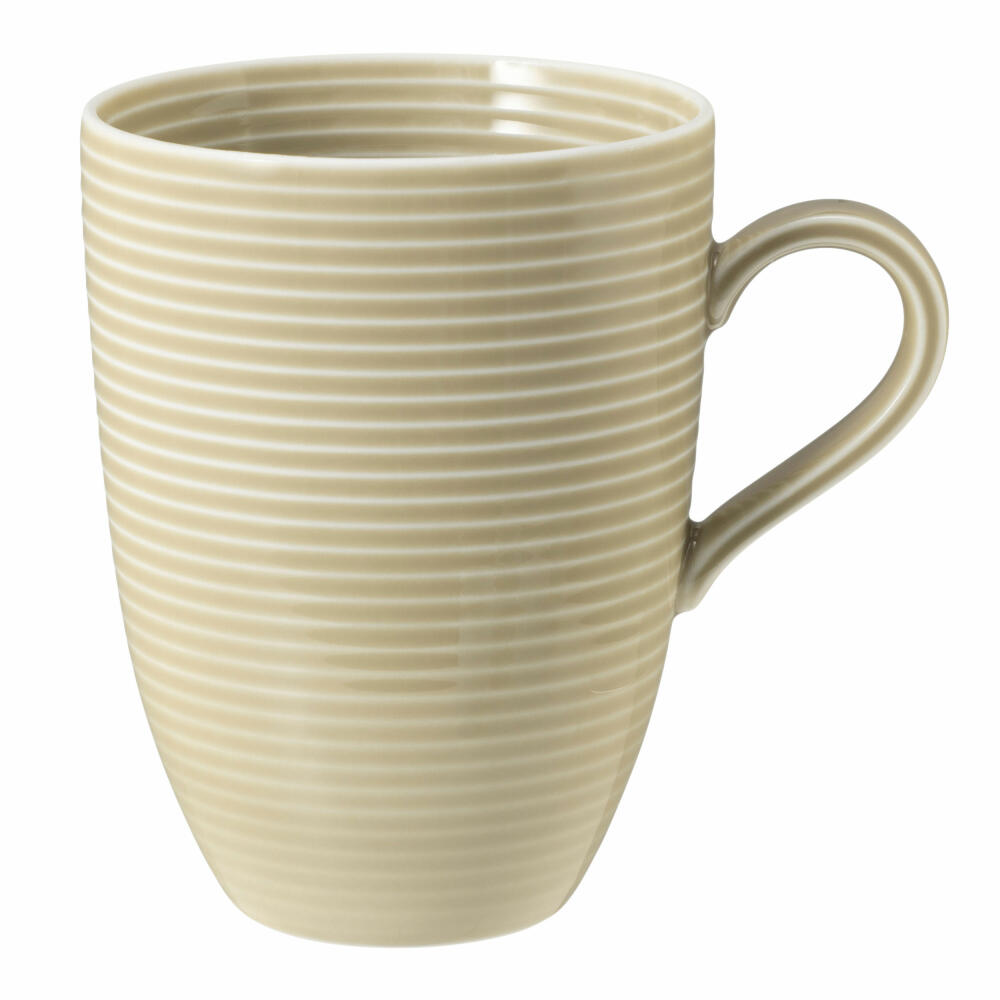 Seltmann Weiden Beat Sandbeige Mug with Handle, with Relief, Handle Mug, Coffee Mug, Cup, Porcelain, Beige, 350 ml, 001.753842