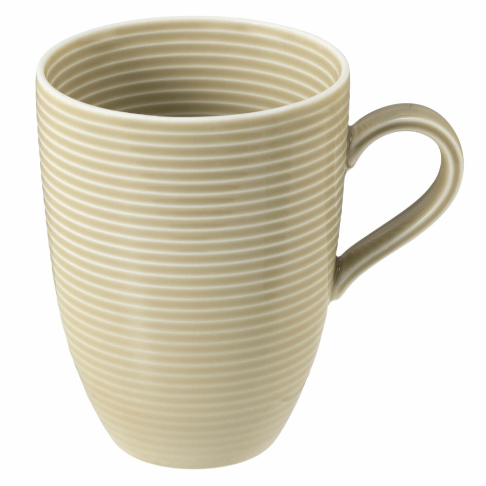 Seltmann Weiden Beat Sandbeige Mug with Handle, with Relief, Handle Mug, Coffee Mug, Cup, Porcelain, Beige, 350 ml, 001.753842