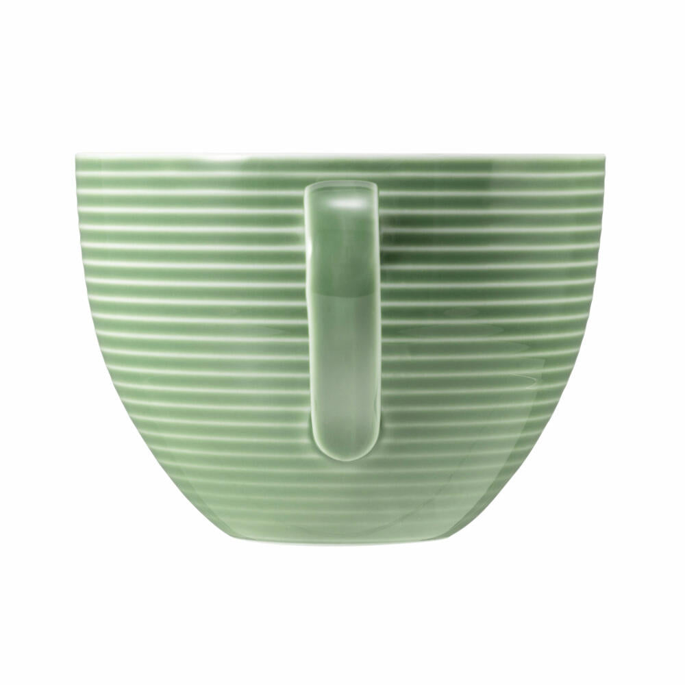 Seltmann Weiden Beat Salbeigrün Milchkaffeeobertasse, mit Relief, Kaffeetasse, Milchkaffee Tasse, Obertasse, Porzellan, Grün, 350 ml, 001.753841