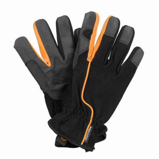 Fiskars Garten-Arbeitshandschuhe Größe 8, Arbeitshandschuhe, Garten Handschuhe, Gartenzubehör, Stoff, Schwarz / Orange, 22 cm, 1003478