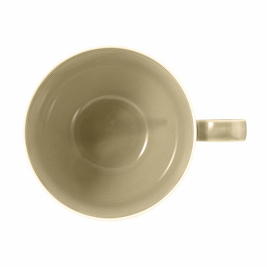 Seltmann Weiden Beat Sandbeige Milchkaffeeobertasse, mit Relief, Kaffeetasse, Milchkaffee Tasse, Obertasse, Porzellan, Beige, 350 ml, 001.753838