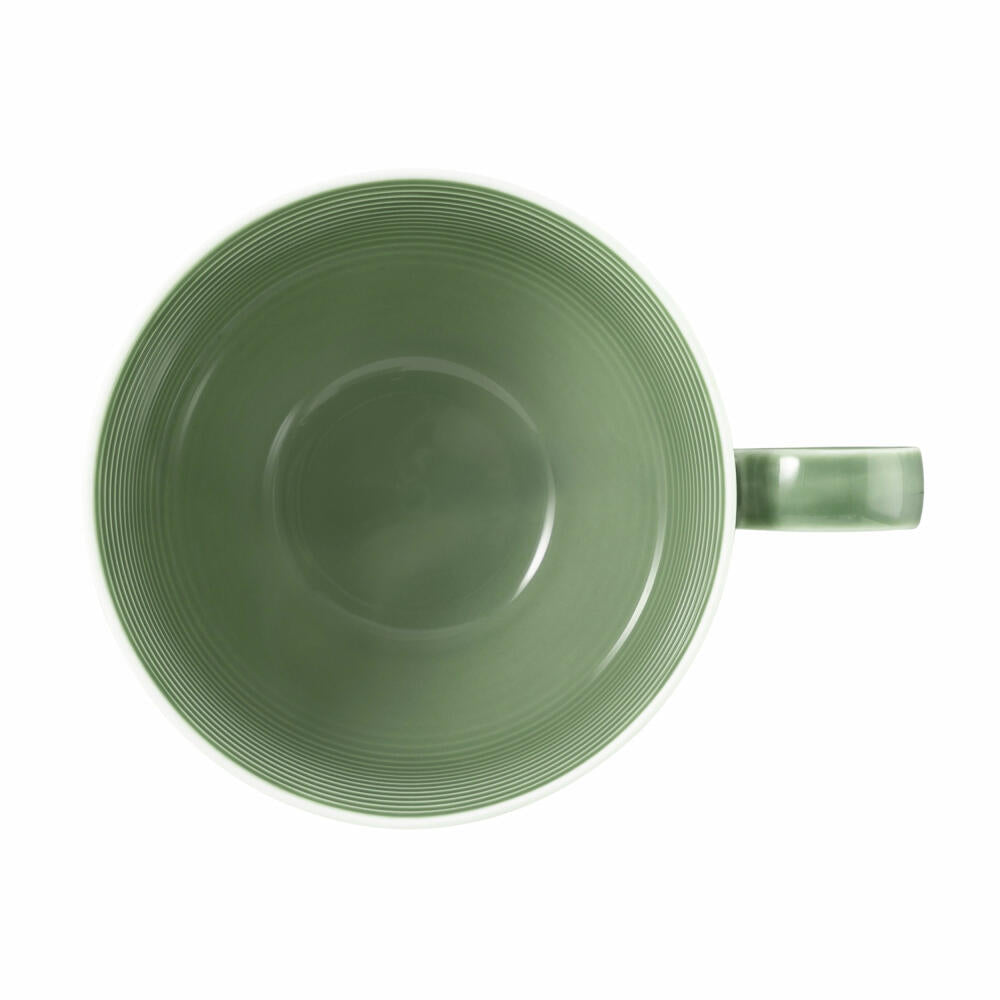 Seltmann Weiden Beat Salbeigrün Milchkaffeeobertasse, mit Relief, Kaffeetasse, Milchkaffee Tasse, Obertasse, Porzellan, Grün, 350 ml, 001.753841