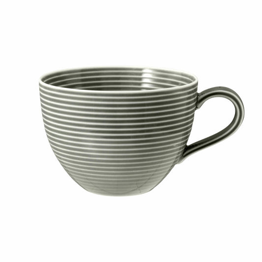 Seltmann Weiden Beat Perlgrau Milchkaffeeobertasse, mit Relief, Kaffeetasse, Milchkaffee Tasse, Obertasse, Porzellan, Grau, 350 ml, 001.753840