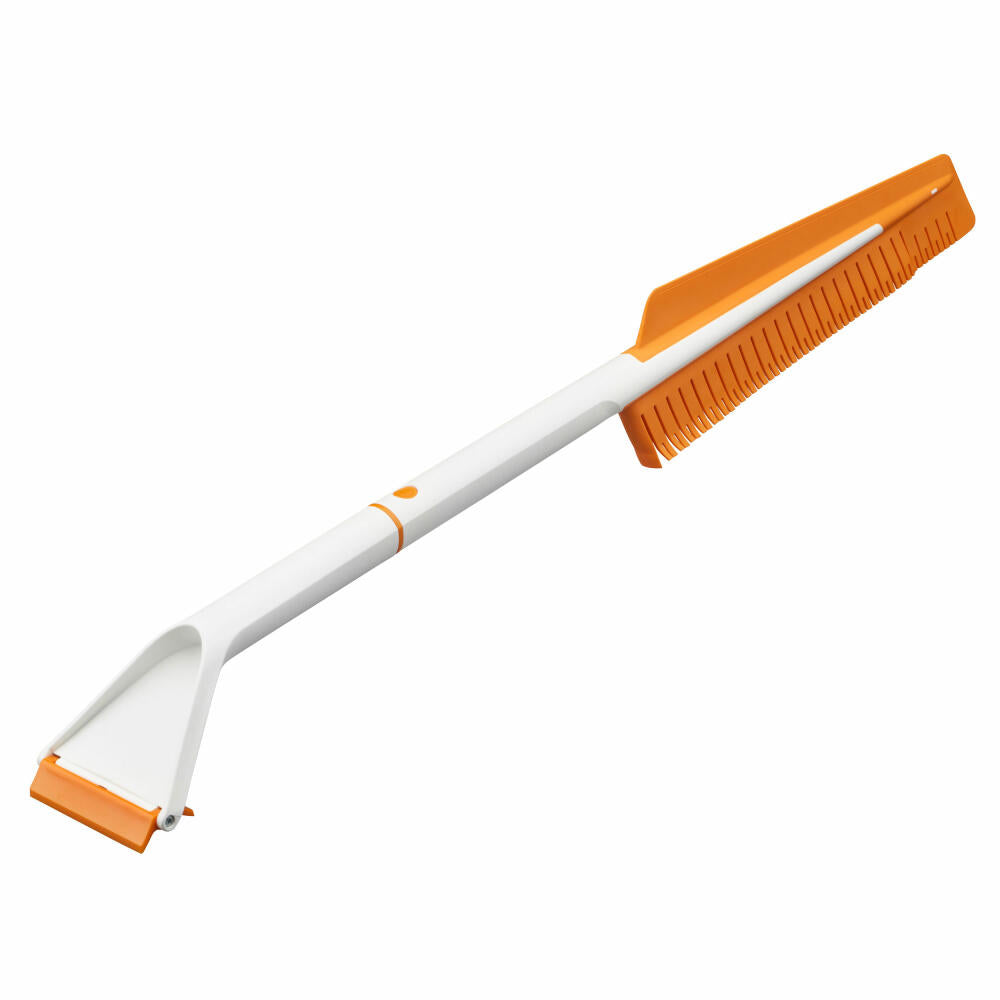 Fiskars SnowXpert Eiskratzer & Schneebürste, Eis Kratzer, Schnee Bürste, Autozubehör, Silikon / Kunststoff, Weiß / Orange, 67.5 cm, 1019352