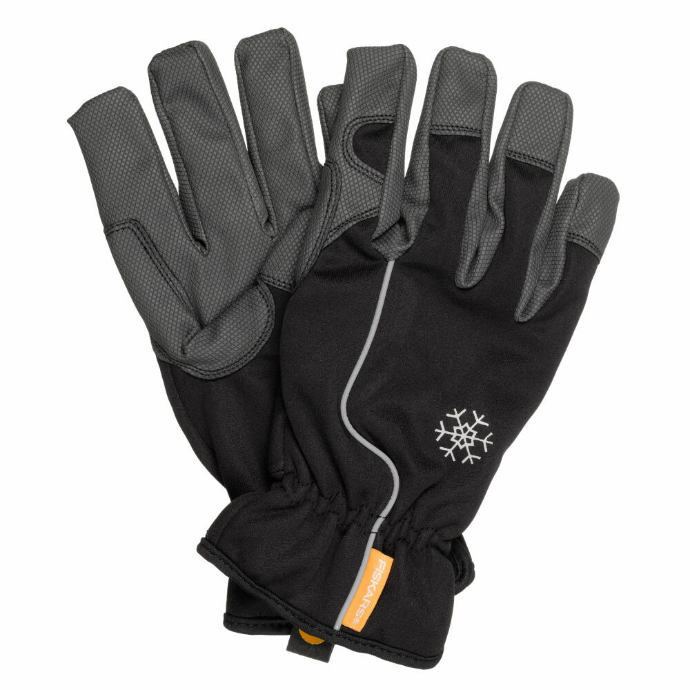 Fiskars Winter-Handschuhe Größe 10, Arbeitshandschuhe, Garten Handschuhe, Gartenzubehör, Stoff, Schwarz / Orange, 25.5 cm, 1015447