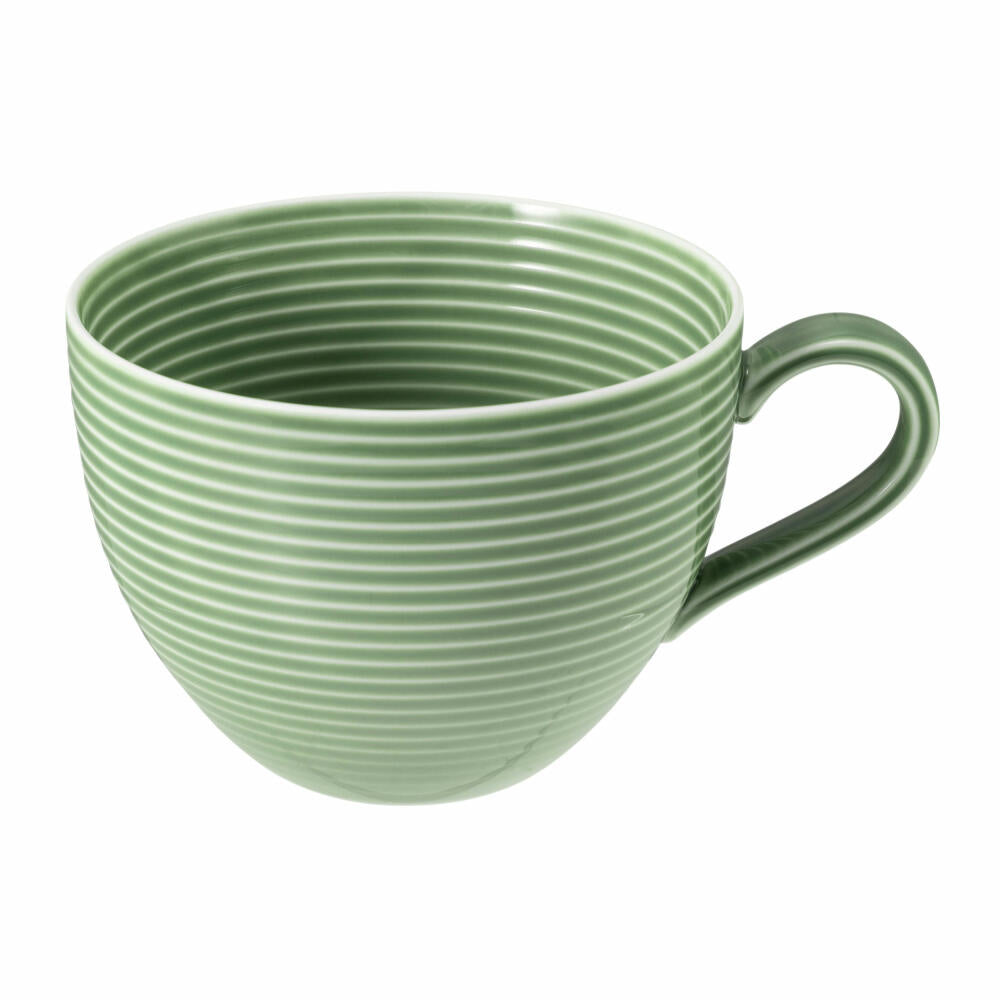 Seltmann Weiden Beat Salbeigrün Milchkaffeeobertasse, mit Relief, Kaffeetasse, Milchkaffee Tasse, Obertasse, Porzellan, Grün, 350 ml, 001.753841