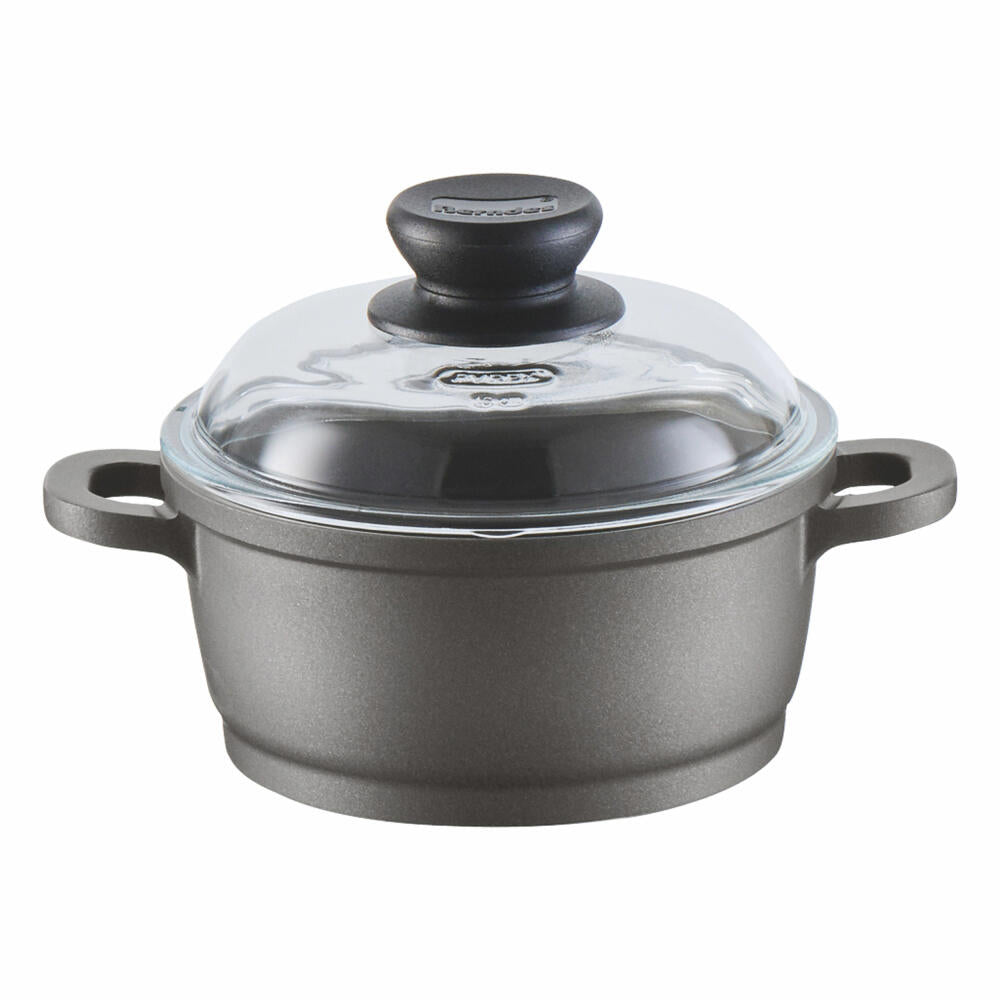 Berndes Bonanza Induction cooking pot with glass lid, pot with lid, non-stick coating, cast aluminum, gray, Ø 16 cm, 071166