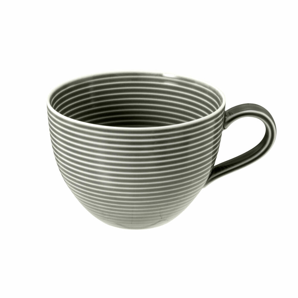 Seltmann Weiden Beat Perlgrau Milchkaffeeobertasse, mit Relief, Kaffeetasse, Milchkaffee Tasse, Obertasse, Porzellan, Grau, 350 ml, 001.753840