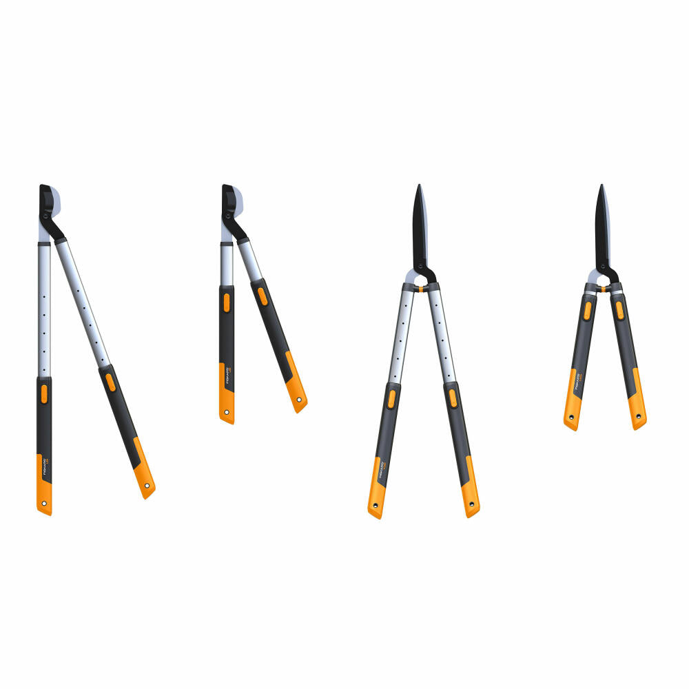 Fiskars SmartFit Teleskop-Astschere L86, Baumschere, Gartenschere, Gartenzubehör, Stahl, Schwarz / Orange, 80 cm, 1013564