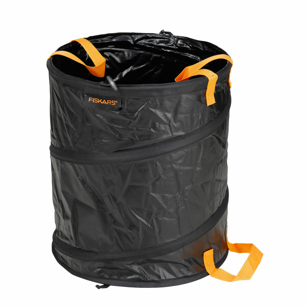 Fiskars Solid PopUp Garden Bag, Garden Bag, Garden Waste, Garbage Bag, Plastic, Black / Orange, 56 L, 1015646