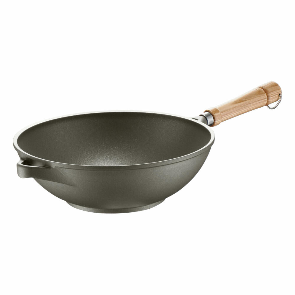 Berndes Bonanza Induction Wok, Wok with Handle, Non-Stick Coating, Cast Aluminium, Grey, Ø 28 cm, 071284