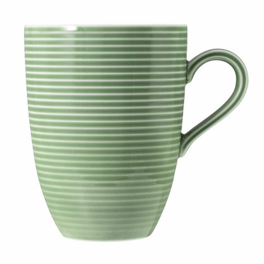 Seltmann Weiden Beat Salbeigrün Becher mit Henkel, mit Relief, Henkelbecher, Kaffeebecher, Tasse, Porzellan, Grün, 350 ml, 001.753845