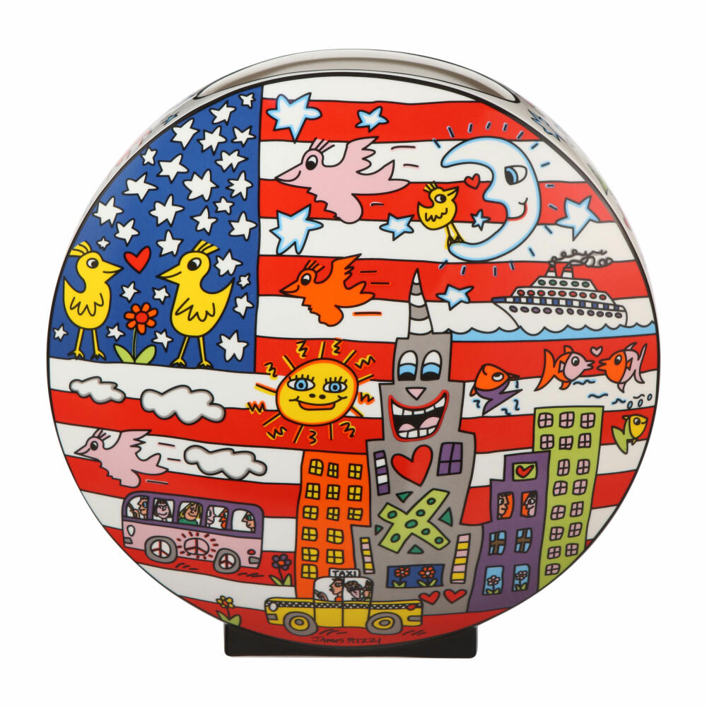 Goebel Vase James Rizzi - Living in the USA, Pop Art Sculpture, Porcelain, Colorful, 30 cm, 26103091