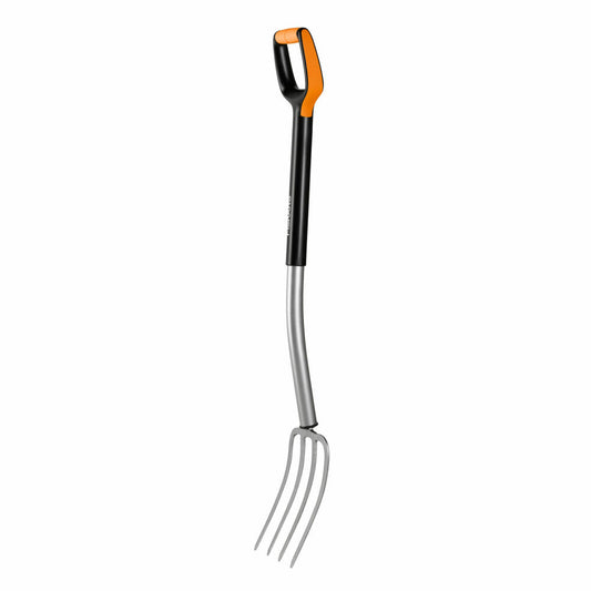 Fiskars Xact Spatengabel M, Gartengabel, Mistgabel, Gartenzubehör, Stahl / Kunststoff, Schwarz / Orange, 108 cm, 1003686