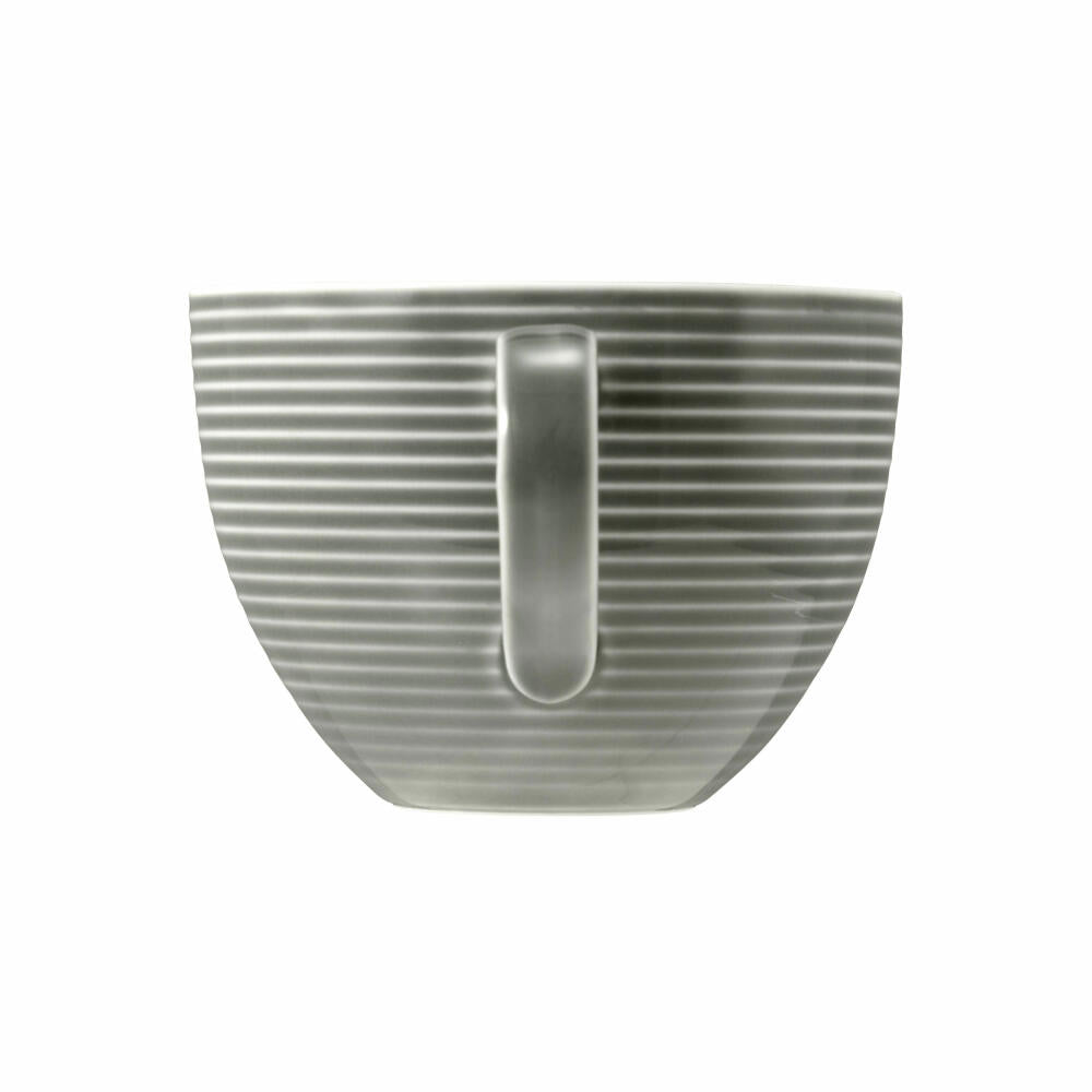 Seltmann Weiden Beat Perlgrau Milchkaffeeobertasse, mit Relief, Kaffeetasse, Milchkaffee Tasse, Obertasse, Porzellan, Grau, 350 ml, 001.753840