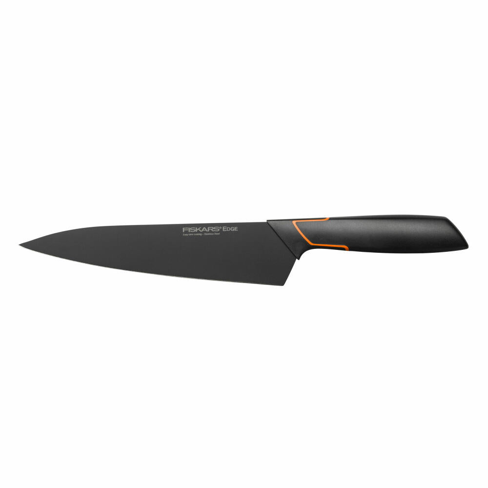 Fiskars Edge Kochmesser, Koch Messer, Küchenmesser, Küchenhelfer, Edelstahl, 19 cm, 1003094