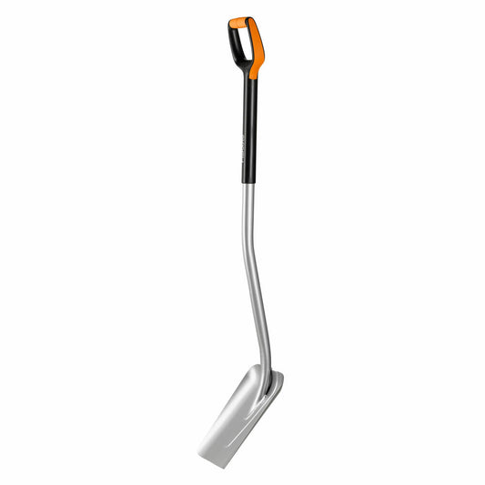 Fiskars Xact Schaufel, Spatenschaufel, Gartenschaufel, Gartenzubehör, Stahl, Grau / Schwarz, 132 cm, 1003688