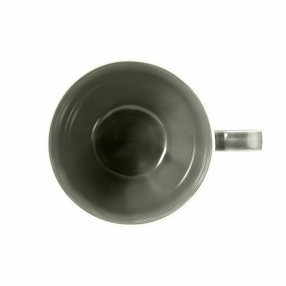 Seltmann Weiden Beat Perlgrau Milchkaffeeobertasse, mit Relief, Kaffeetasse, Milchkaffee Tasse, Obertasse, Porzellan, Grau, 350 ml, 001.753840